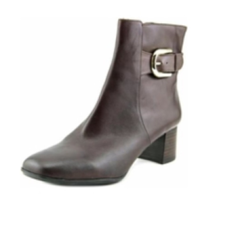NINE WEST Poppyo Brown Leather Ankle Boots Sz 8